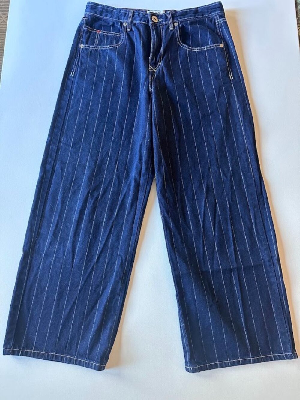 BDG Urban Outfitters Pinstripe Baggy Wide-Leg Jeans 29 Dark Rinse 90s Skater